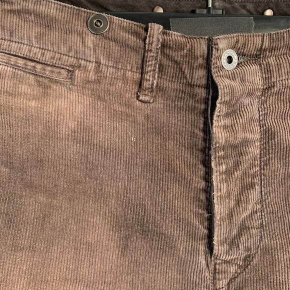 Size 31 Brown Corduroy Cotton Blend Distressed Straight Casual Pants - Picture 5 of 7